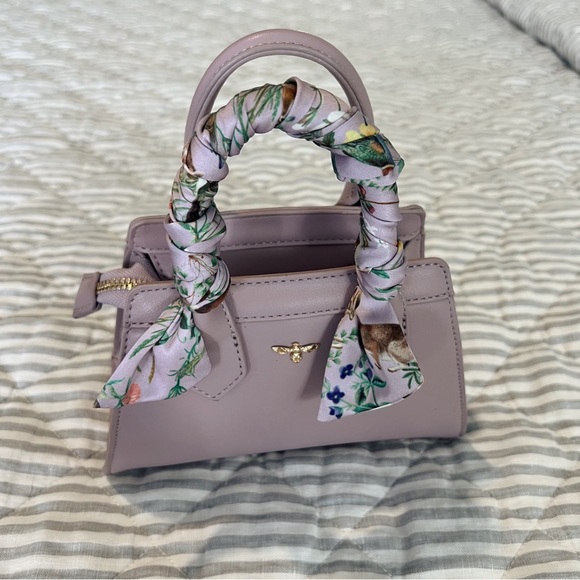 Fable England Lavender Mini Handbag with Floral Scarf - Picture 1 of 4